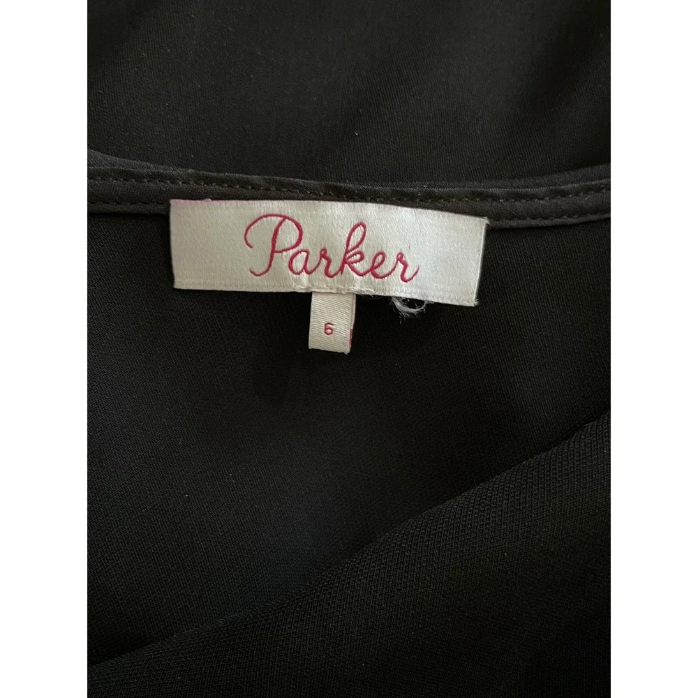 Parker Addison Black Asymmetrical‎ Ruffle Jumpsuit Silk Blend Size 6